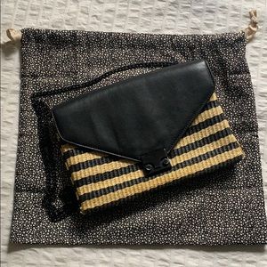 Loeffler Randall straw and leather purse